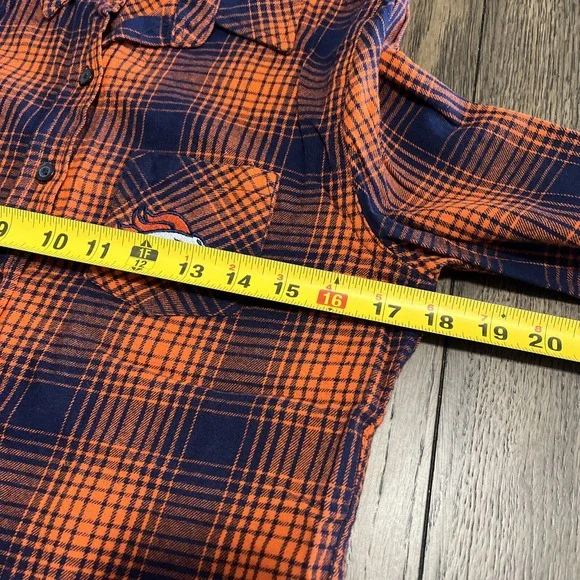 NFL Juniors Collection Denver Broncos Plaid Flannel Button Up Shirt Size 7-9 - Picture 4 of 7